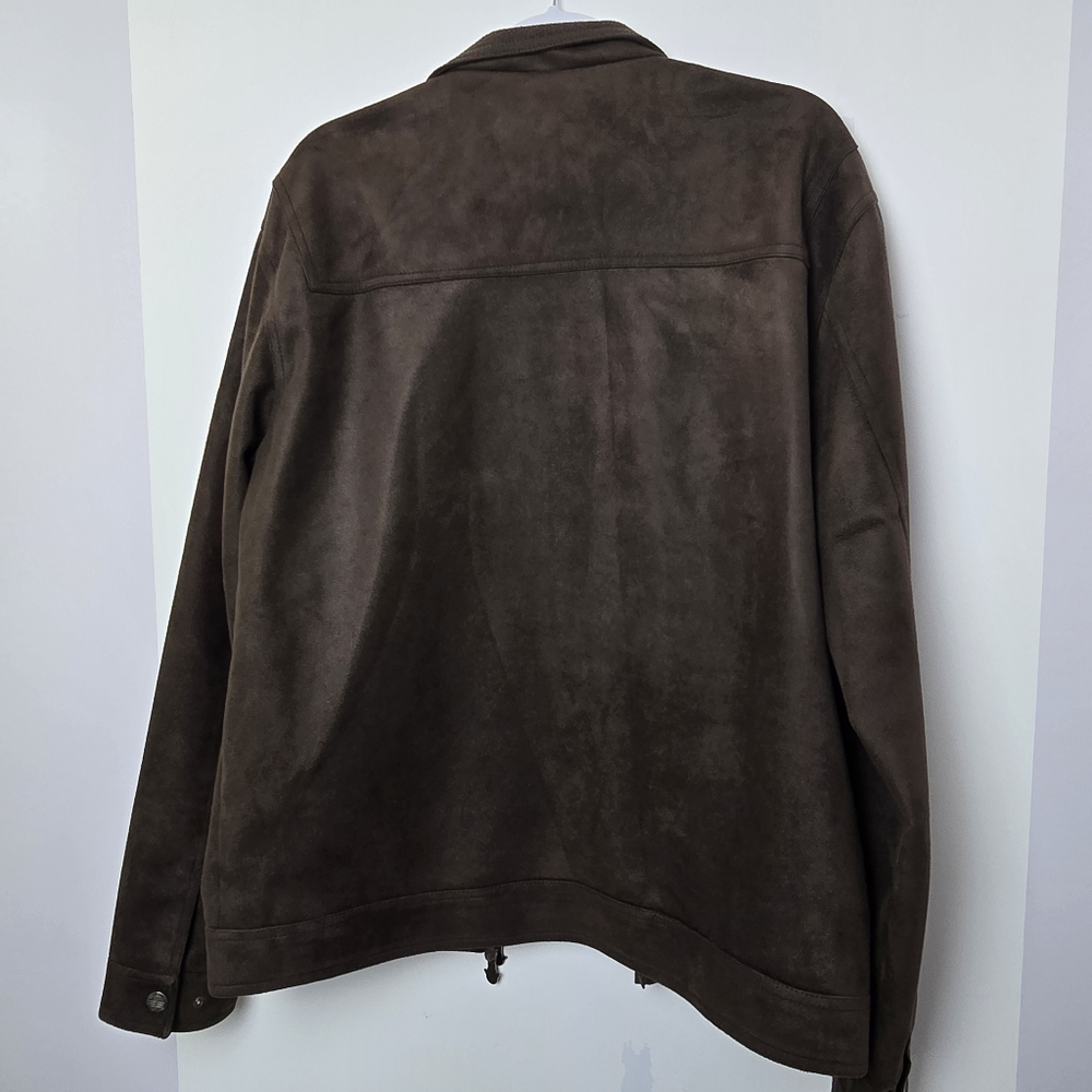 EA Collection Italy Style Men's Dark Brown Zip-up Suede Jacket, Sz XL (PTP 23") - Picture 3 of 7